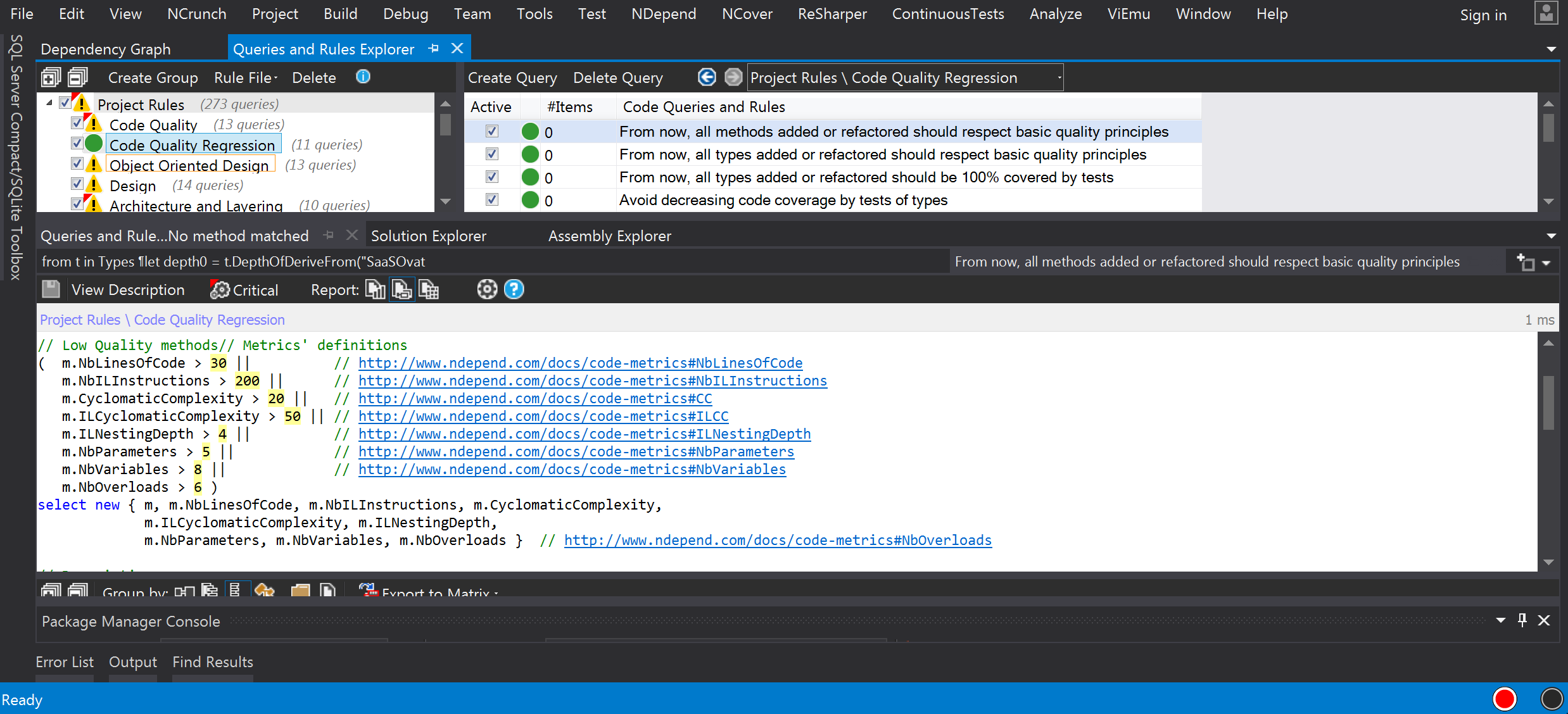 NDepend from now onwards goals with metrics