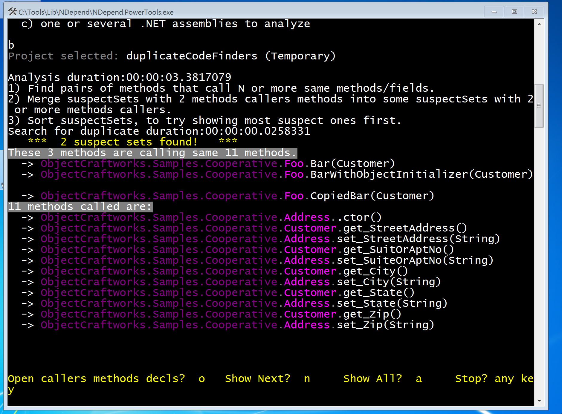 NDepend result screenshot